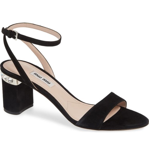 Miu Miu Shoes - Miu Miu | Suede Ankle-strap Jewel-heel Sandals